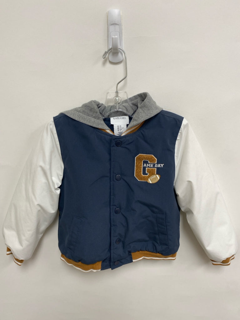 Flapdoodles SIZE 4T Charcoal Cream Button Down Hooded Boy&