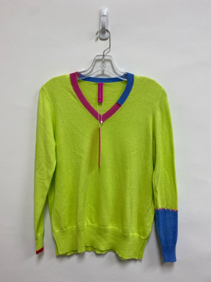 NWT ZAKET&amp;PLOVER Size XS Lime Green Blue/Pink Ladies Sweater