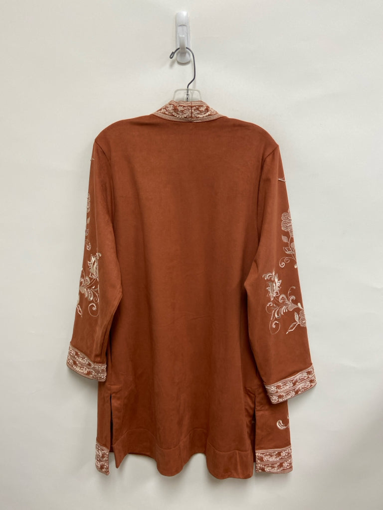 NWT Soft Surroundings Size M Terra Cotta Cream Embroidered Drape Ladies Jacket