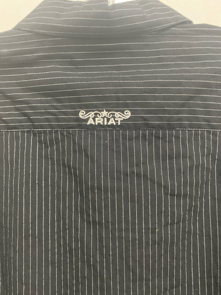 Ariat Size L Black Silver Pinstripe Ladies Top