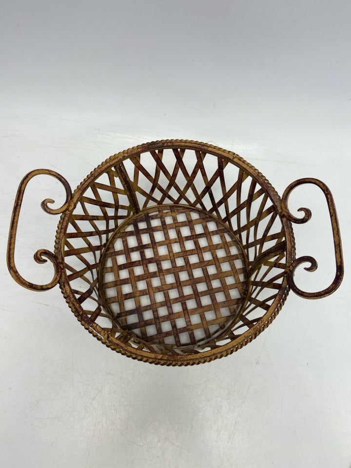 Gold Brown Distressed Metal Basket