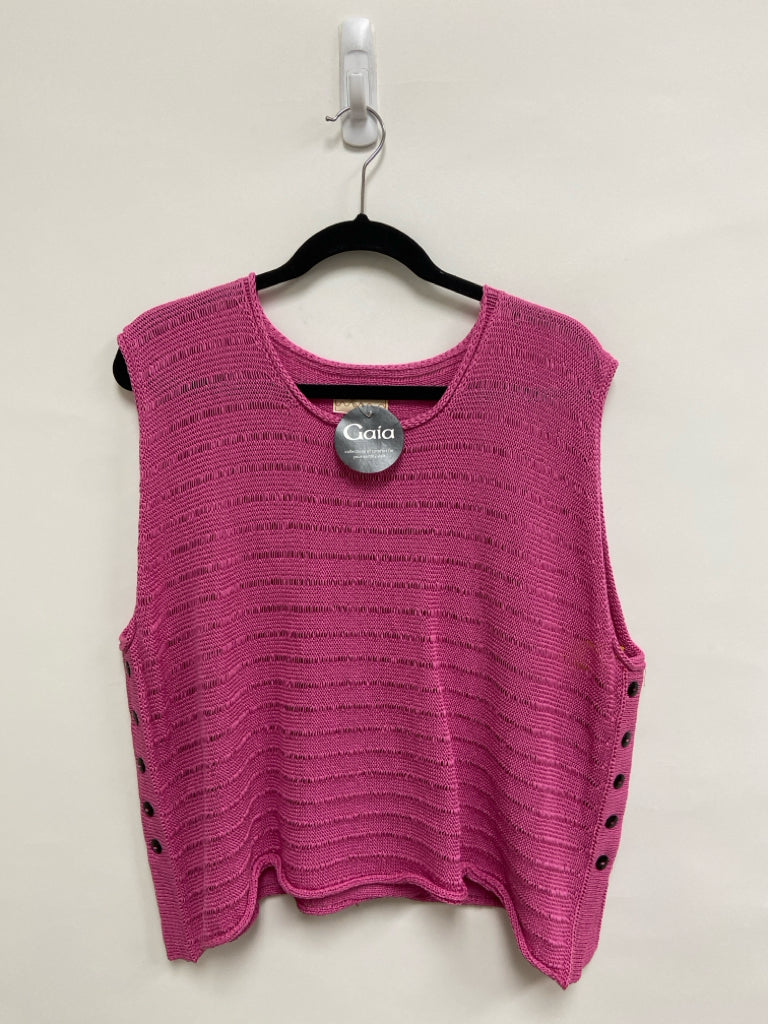 NWT Red Thread Size OSFM Pink Sleeveless Crochet Ladies Sweater
