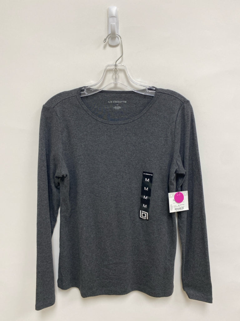 NWT Liz Claiborne Size M Dark Gray Heather Long Sleeve Ladies Top