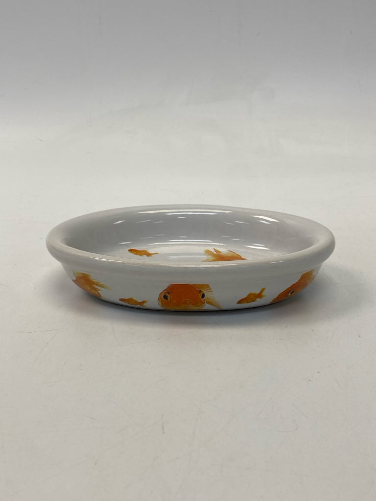 White Orange Fish Pet Bowl