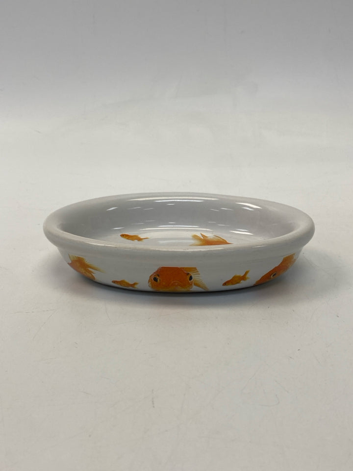 White Orange Fish Pet Bowl