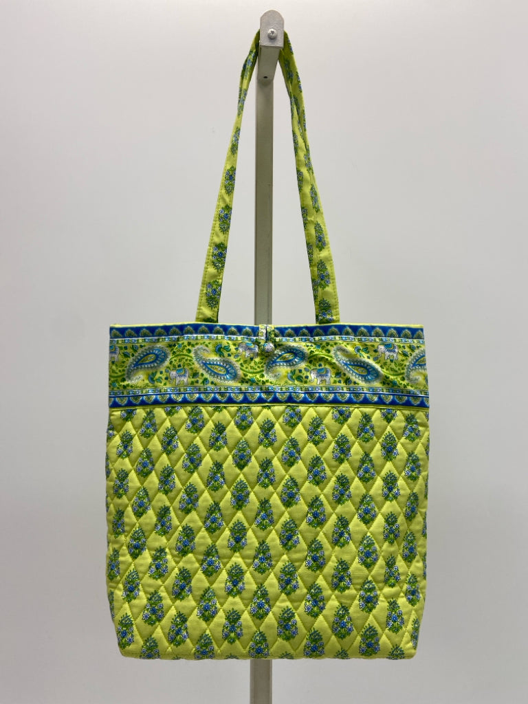 Vera Bradley Lime Green Blue Floral Fabric Handbag