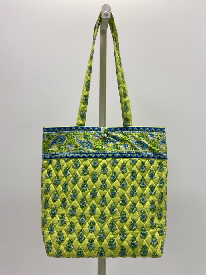 Vera Bradley Lime Green Blue Floral Fabric Handbag