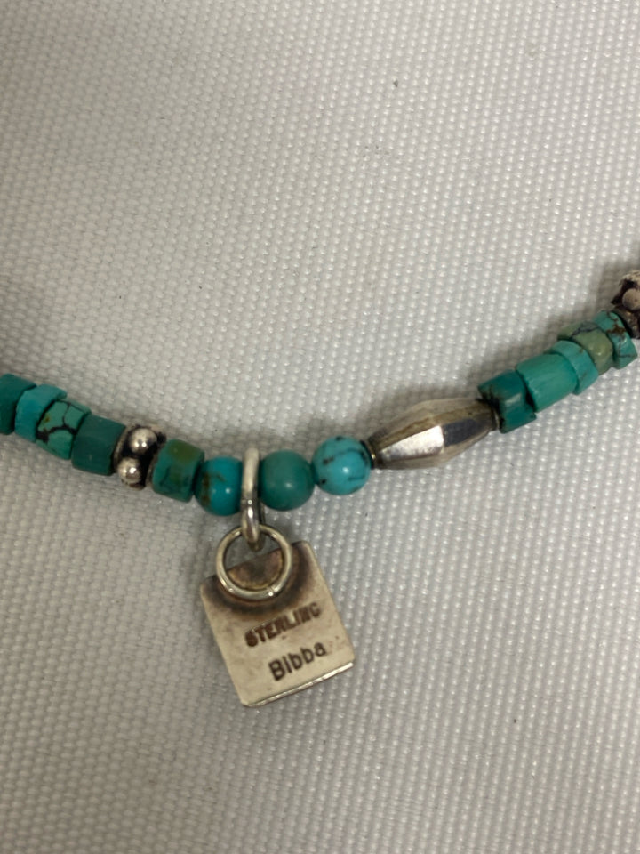 Turquoise Silver Beaded Necklace