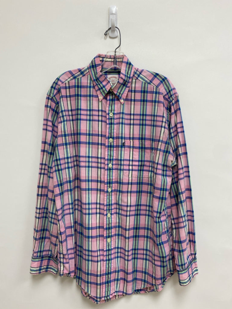 Brooks Brothers Size L Pink/Blue White/Green Plaid Men&