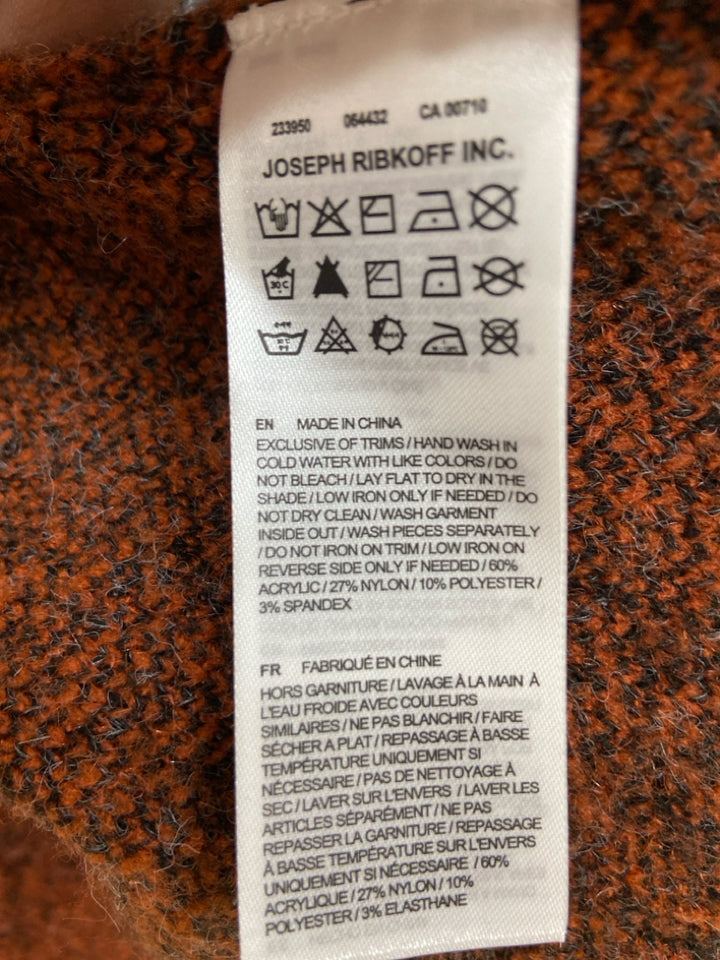 joseph ribkoff Size XL Orange/Black Gray Checkered Duster Ladies Sweater