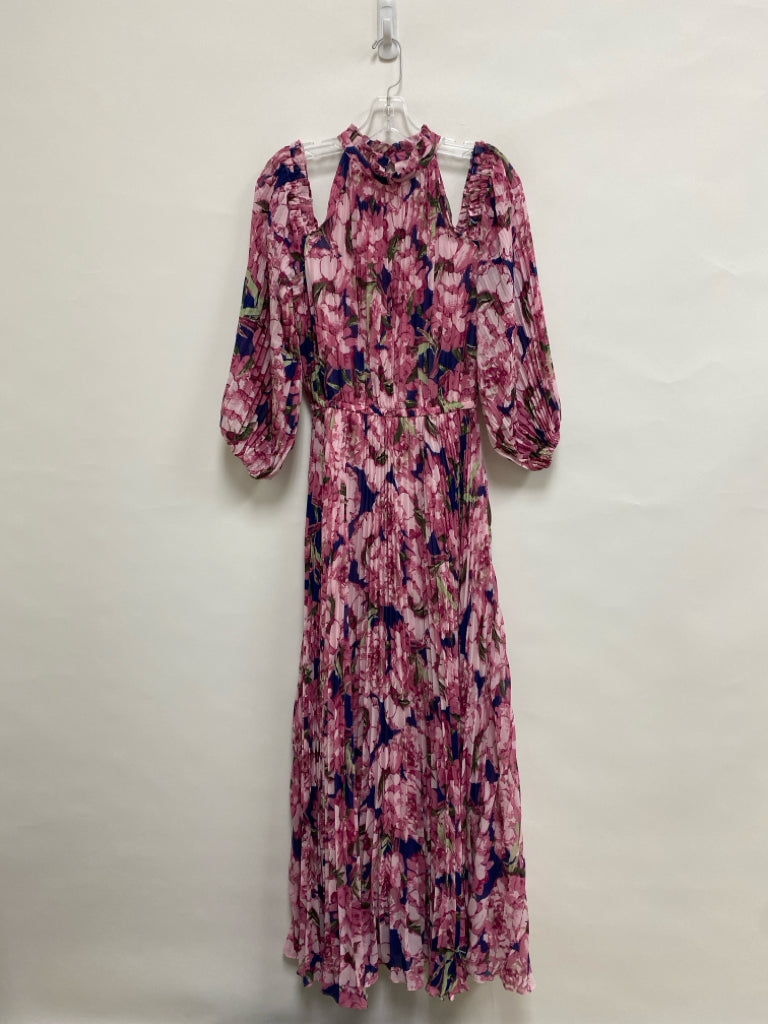 NWT Size M Rose Navy/Green Pleated Maxi Ladies Dress