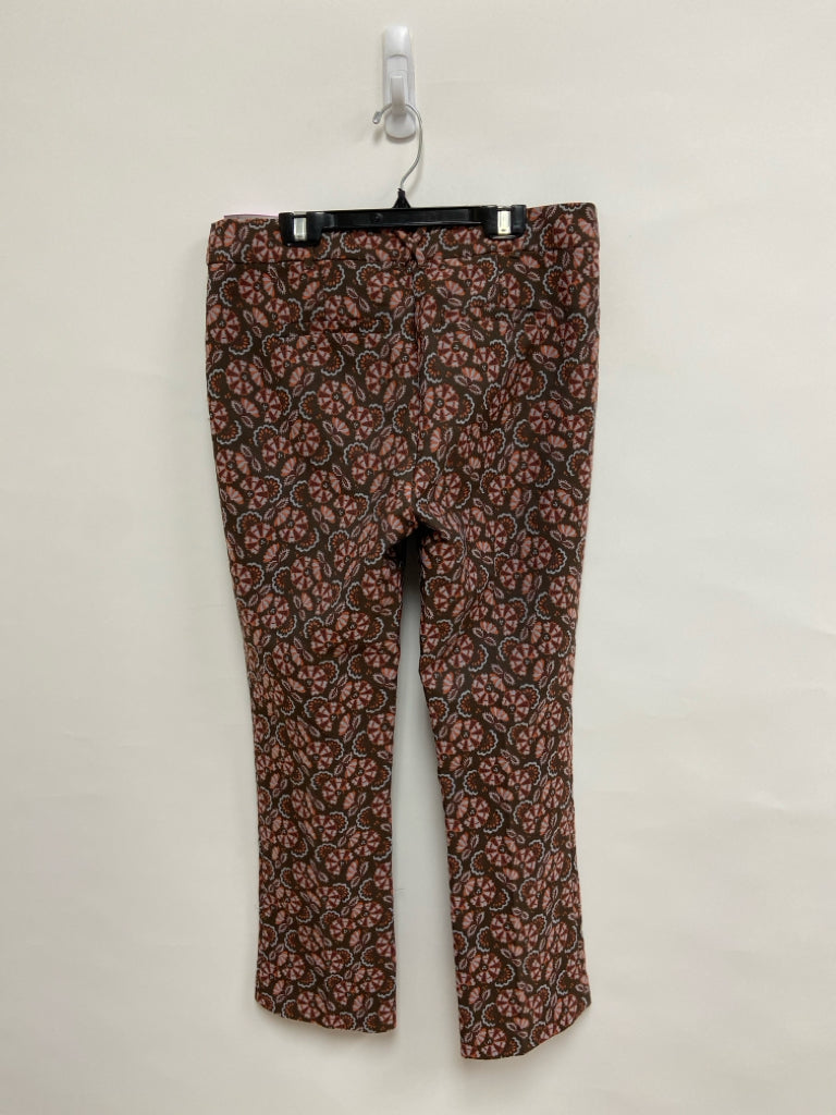Anthropologie Size 6 Brown Gray/Coral Floral Ladies Pants
