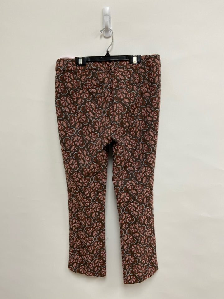 Anthropologie Size 6 Brown Gray/Coral Floral Ladies Pants