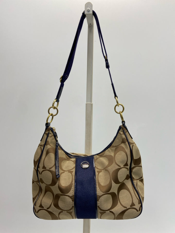 Coach Brown Navy Signature Fabric Handbag