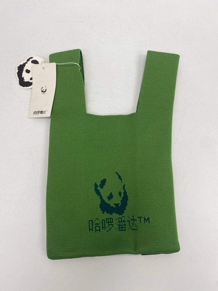 NWT Green Black/White Knit Tote Bag