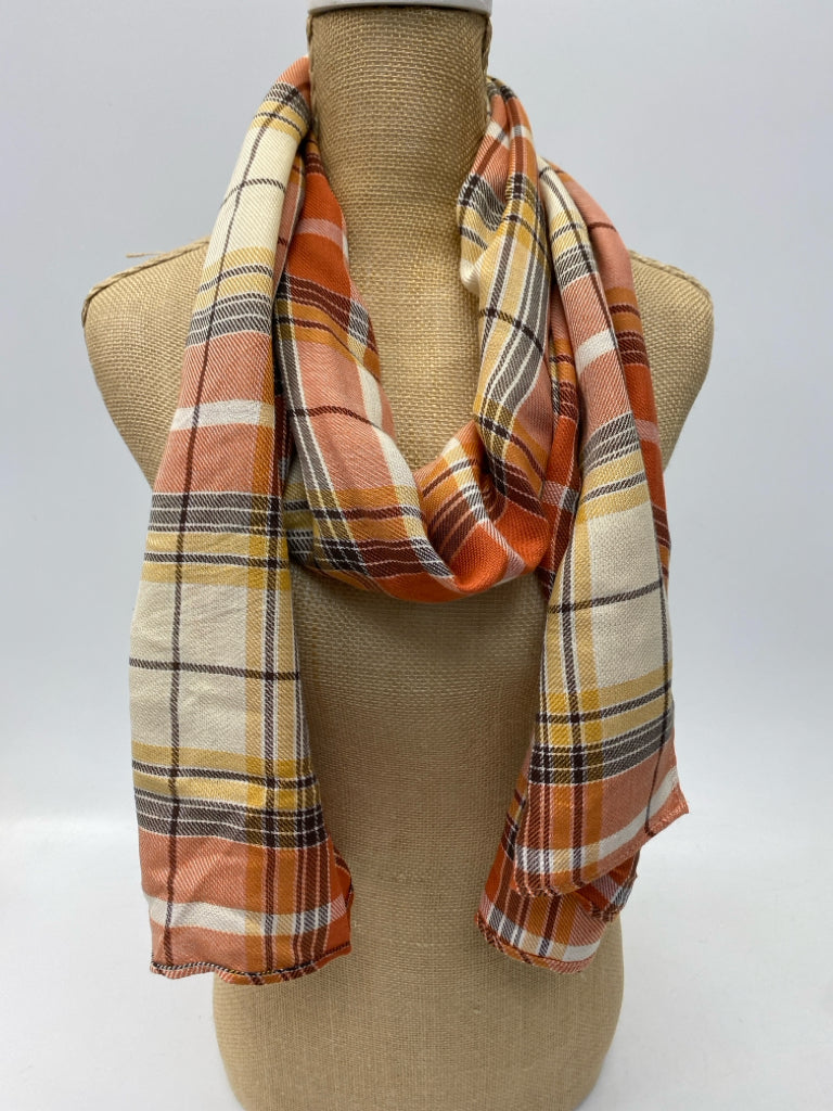 CATO Orange/Cream Yellow Plaid Scarf