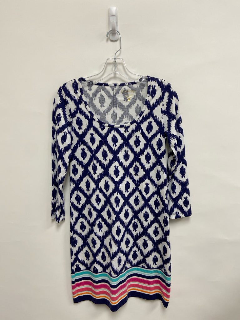 LILLY PULITZER Size XS White Dark Blue Diamond Print Ladies Dress