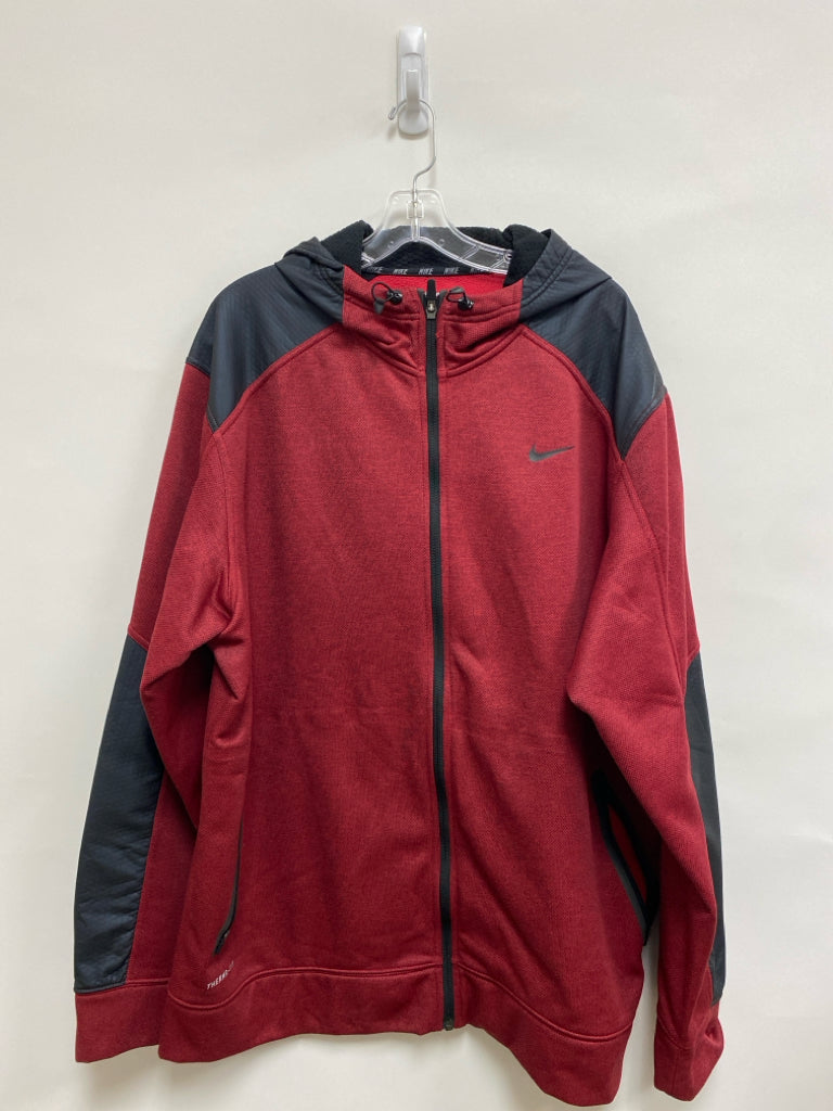 Nike Size XXL Black Red Hooded Zip Down Men&