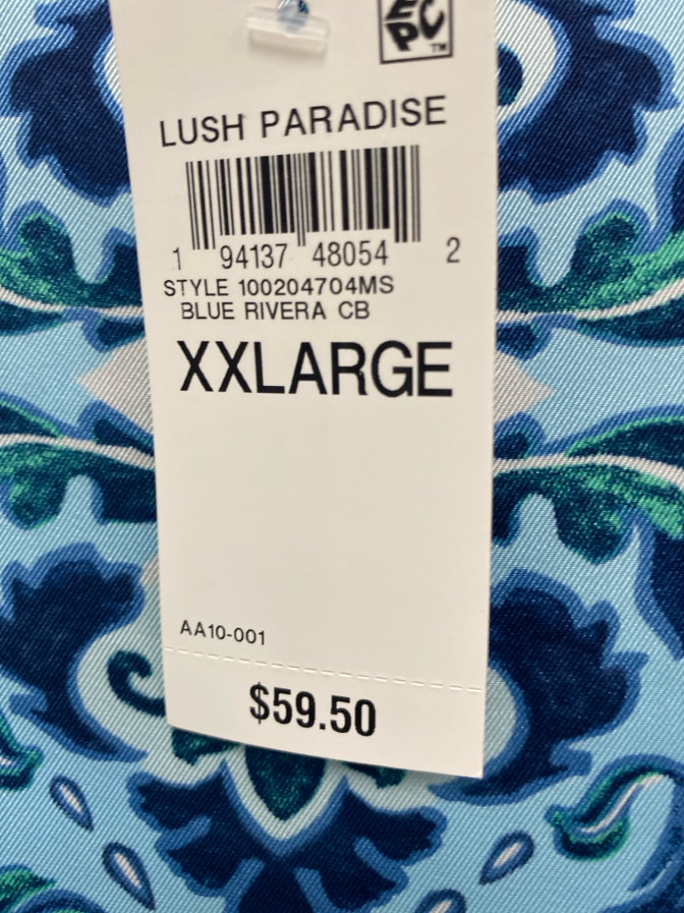 NWT JM Collection  SIZE  XXL Light Blue Print Plus Size Top