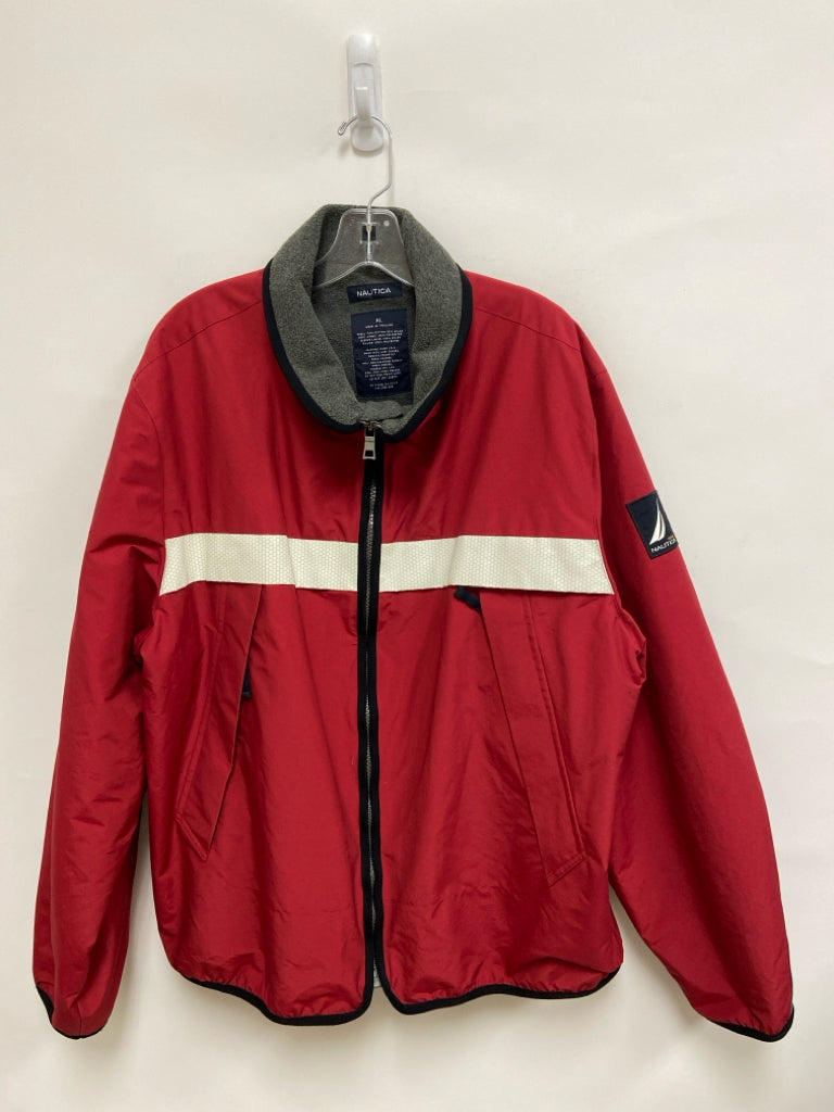 Nautica Size XL Red Zip Down Fleece Lined Men&