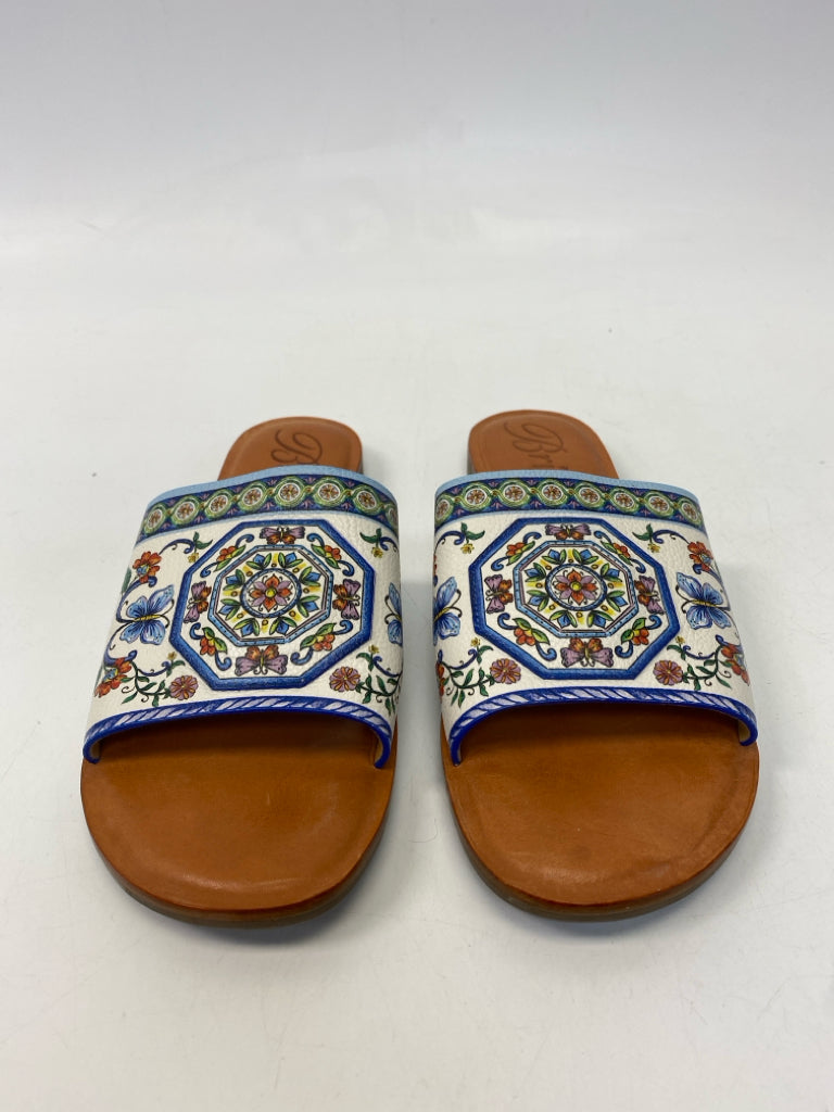 Brighton  Size 8 White Multi-Color Floral Sandals