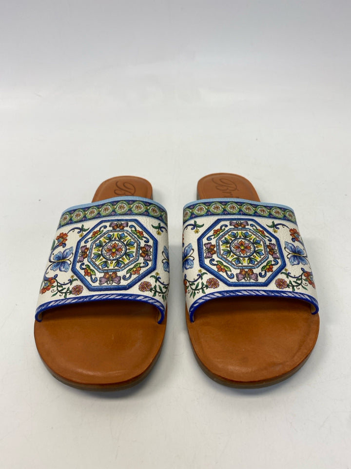 Brighton  Size 8 White Multi-Color Floral Sandals