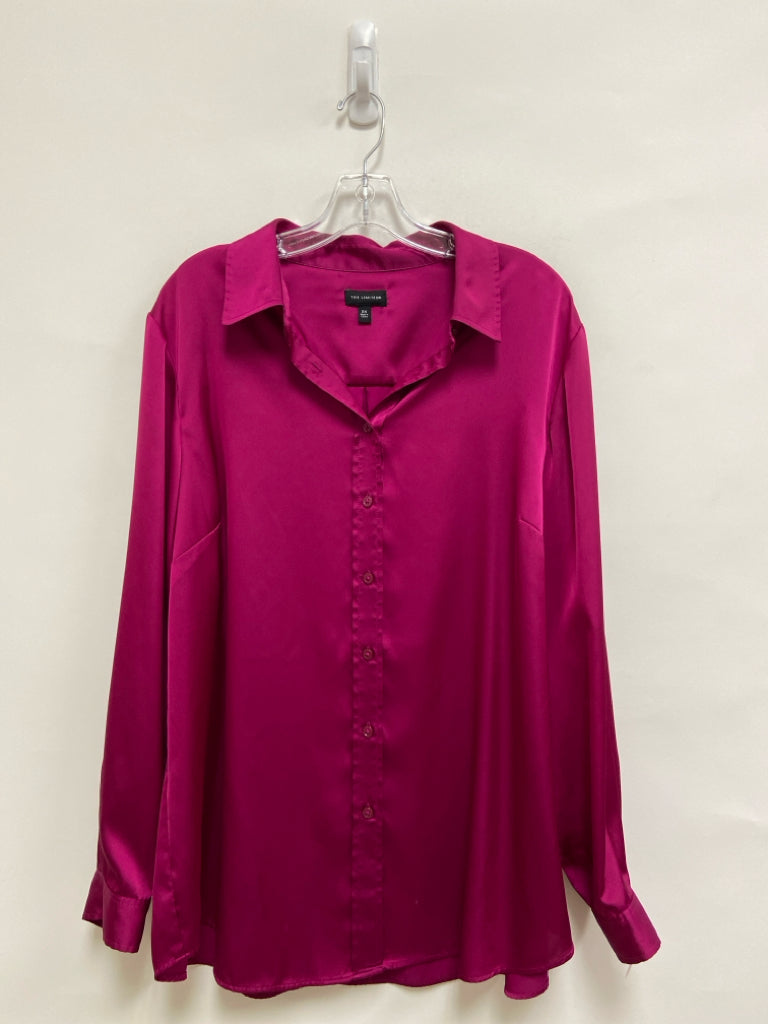 The Limited Size 2X Dark Fuchsia Button Up Plus Size Top