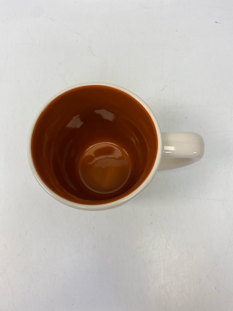 Rae Dunn Cream Orange Words Coffee Mug