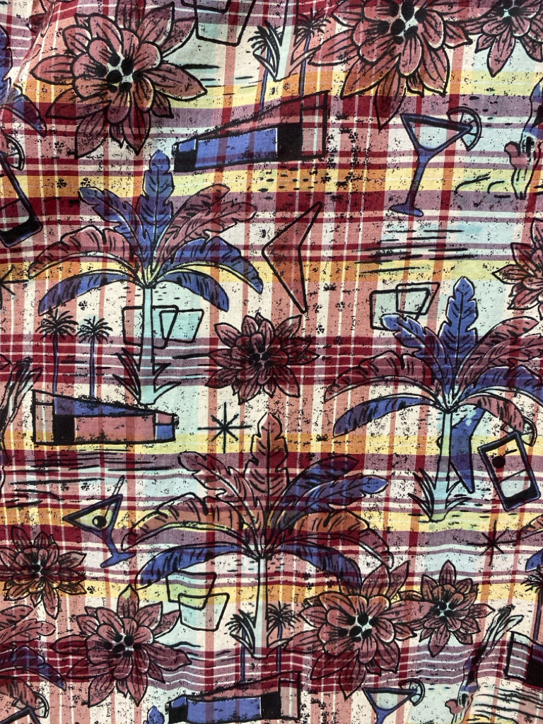 Tommy Bahama Size XXL Maroon Cream/Multi Plaid Men&