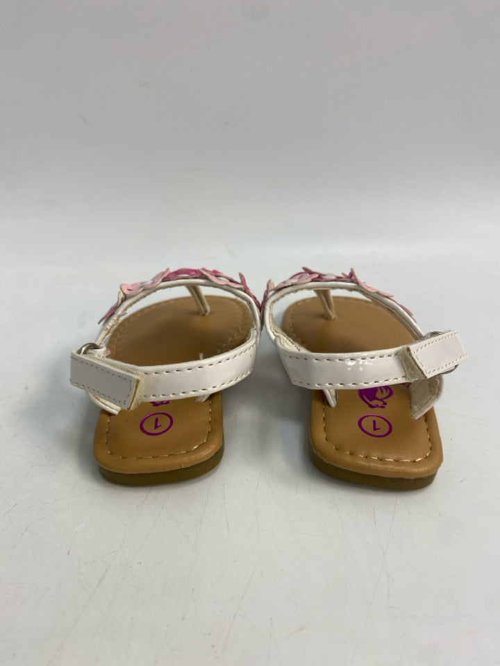 SIZE 1 White Pink Flowers Girl&