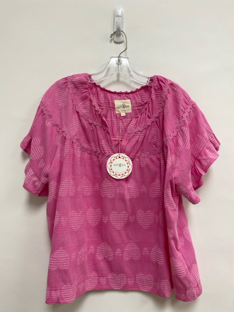 NWT Umgee Size L Pink Texture Bell Sleeves Ladies Top