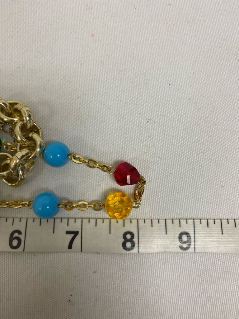 sabika Blue/Yellow Green/Red Beaded Necklace