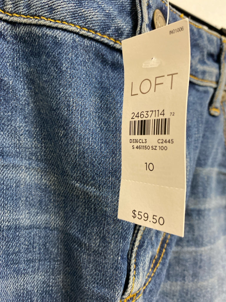 NWT LOFT Size 10 Faded Denim Distressed Ladies Skirt