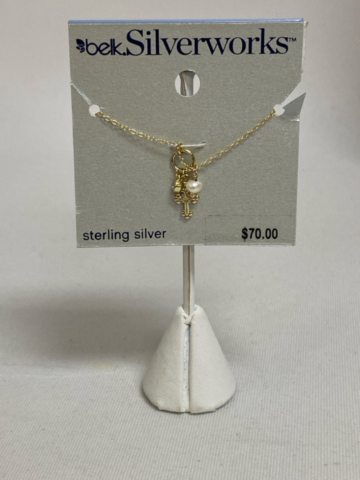 NWT Gold Color Clear Cross Necklace