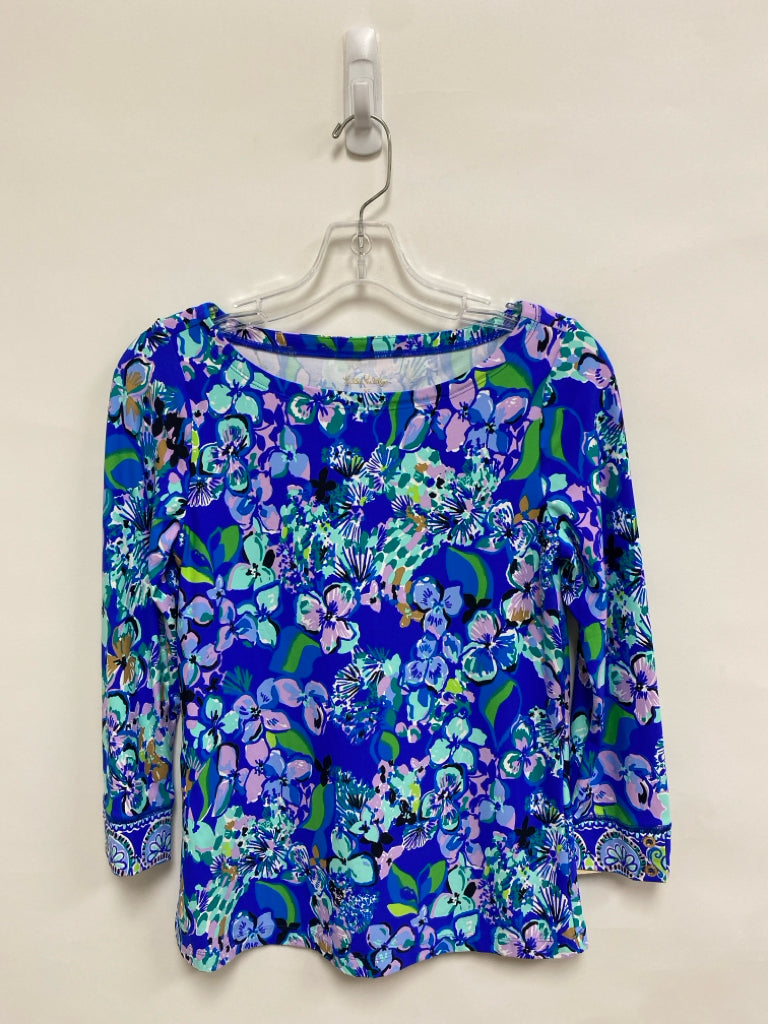LILLY PULITZER Size XS Aqua/White Lavender/Multi Ladies Rash Guard