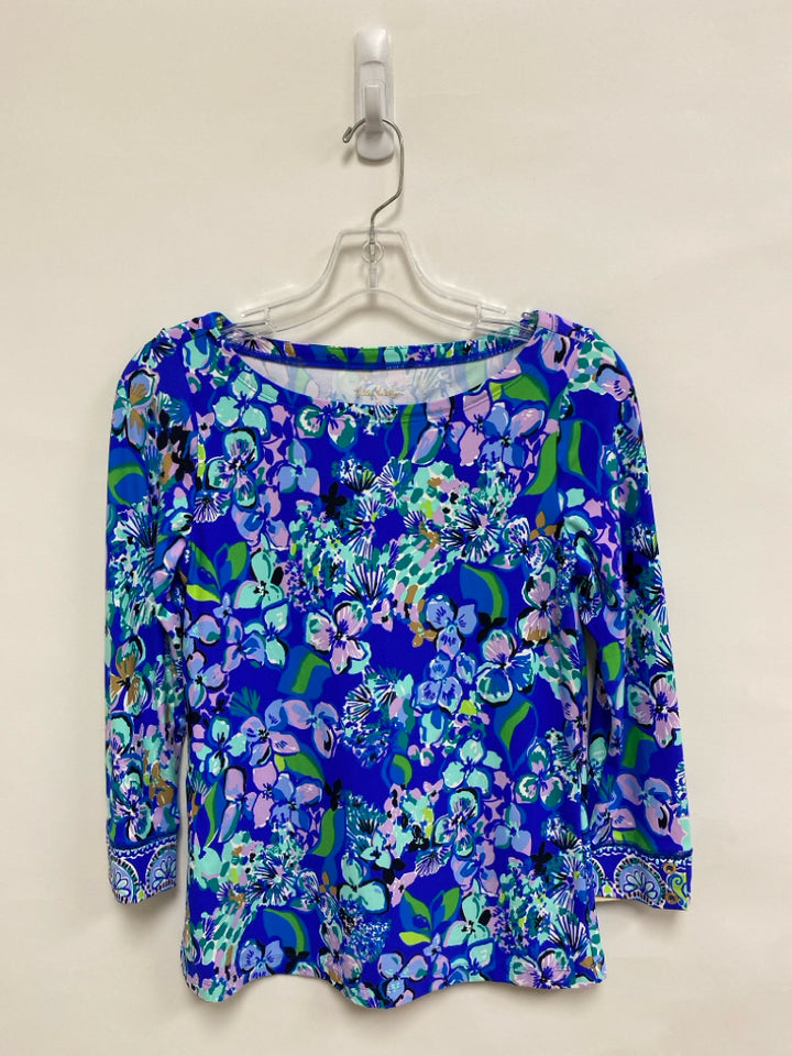 LILLY PULITZER Size XS Aqua/White Lavender/Multi Ladies Rash Guard