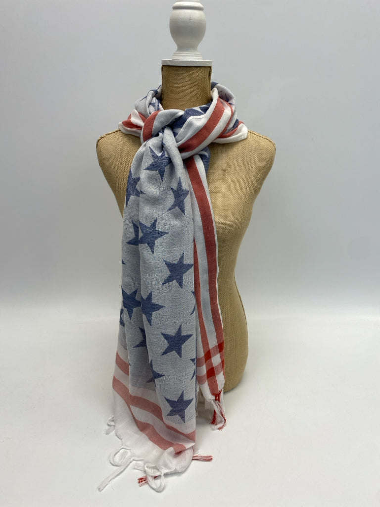 White/Red Blue American Flag Scarf
