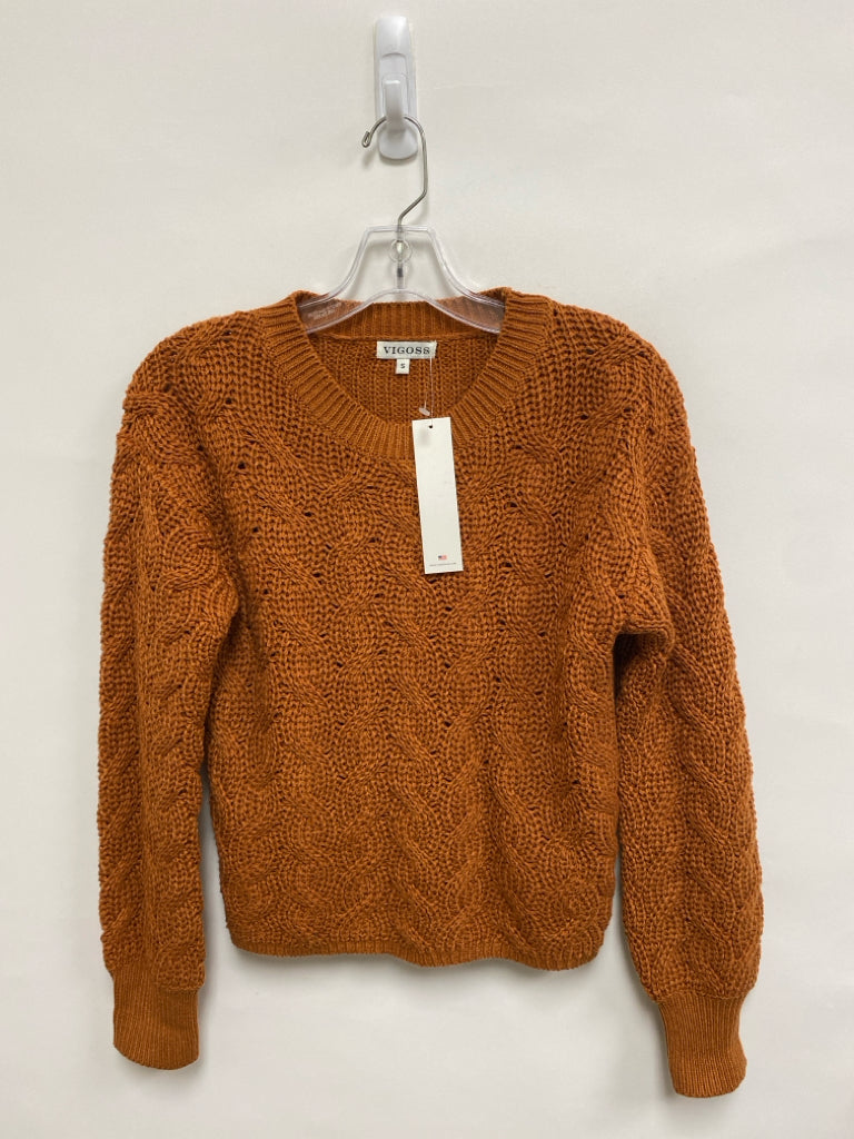 NWT Vigoss Size S Burnt Orange Cable Knit Cropped Ladies Sweater