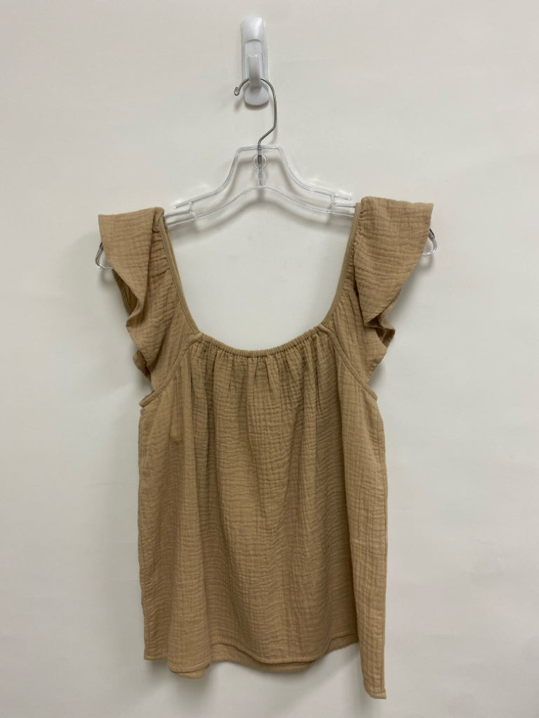 Ann Taylor Size S Beige Ruffles Sleeveless Gauze Ladies Top