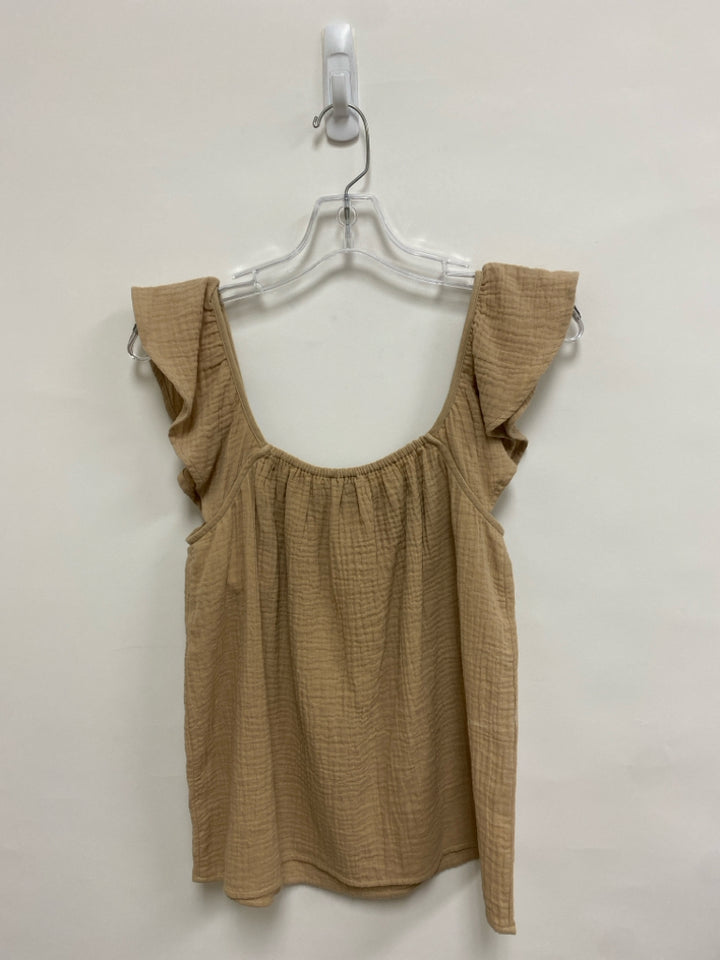 Ann Taylor Size S Beige Ruffles Sleeveless Gauze Ladies Top