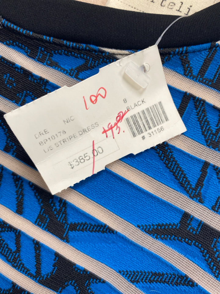 NWT Nicole Miller Size 8 Blue/Black Texture Ladies Dress