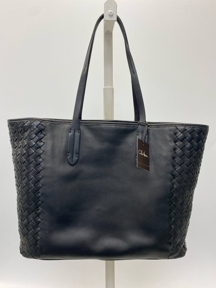 NWT Cole Haan Black Woven Leather Handbag