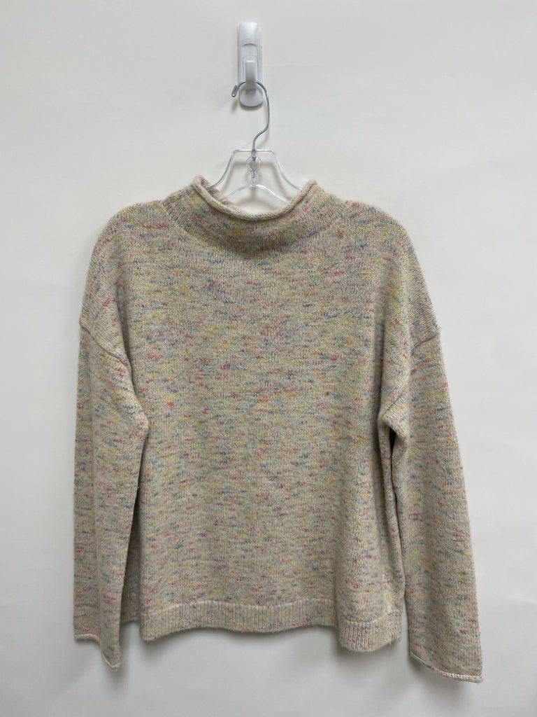 White + Warren Size M Cream Multi Color Speckles Mock Neck Ladies Sweater Vest