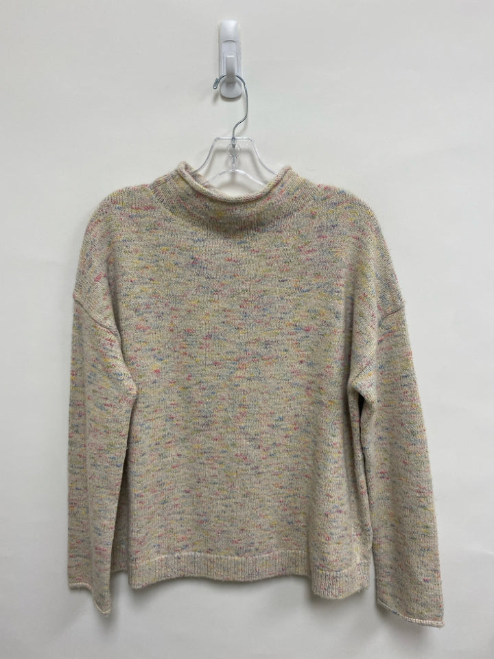 White + Warren Size M Cream Multi Color Speckles Mock Neck Ladies Sweater Vest