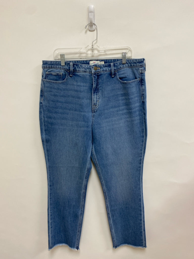 Vineyard Vines  SIZE  33 Pale Blue Fringe Denim Plus Size Jeans