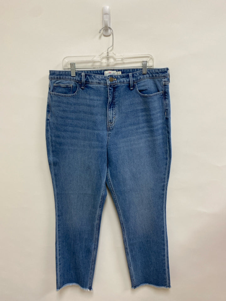 Vineyard Vines  SIZE  33 Pale Blue Fringe Denim Plus Size Jeans