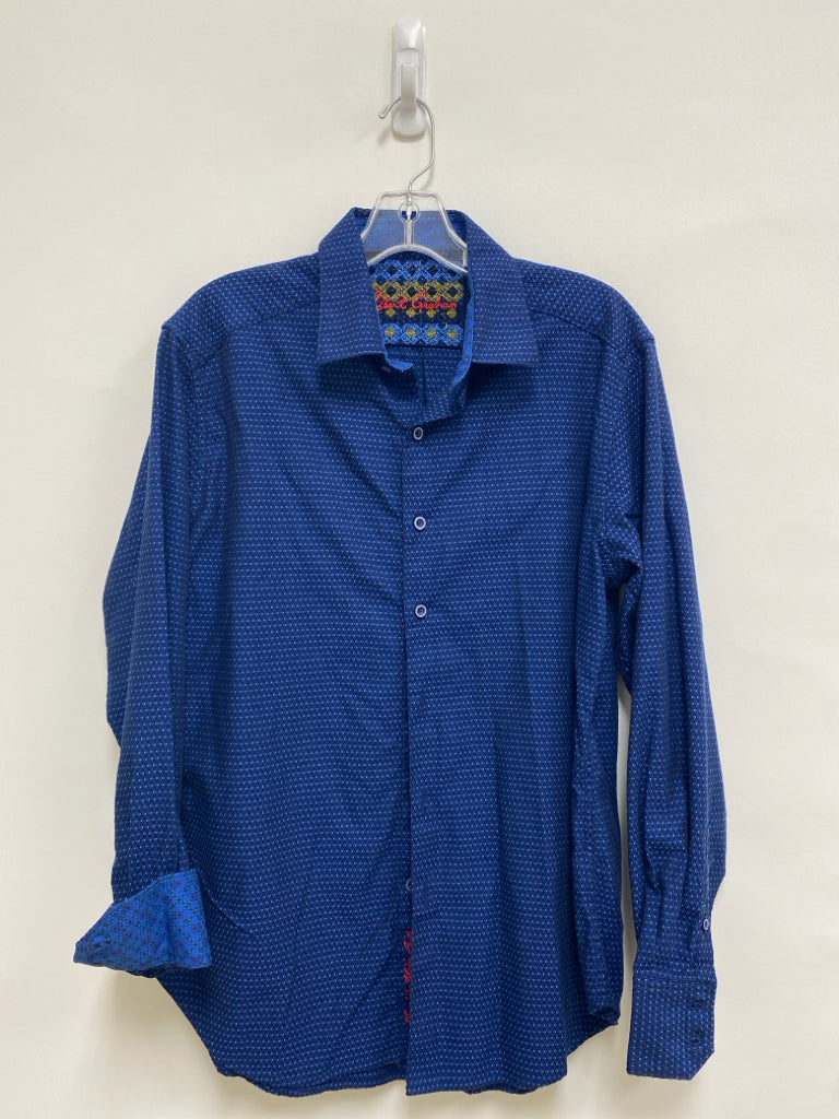 Robert Graham Size M Navy Pale Blue Texture Button Up Men&