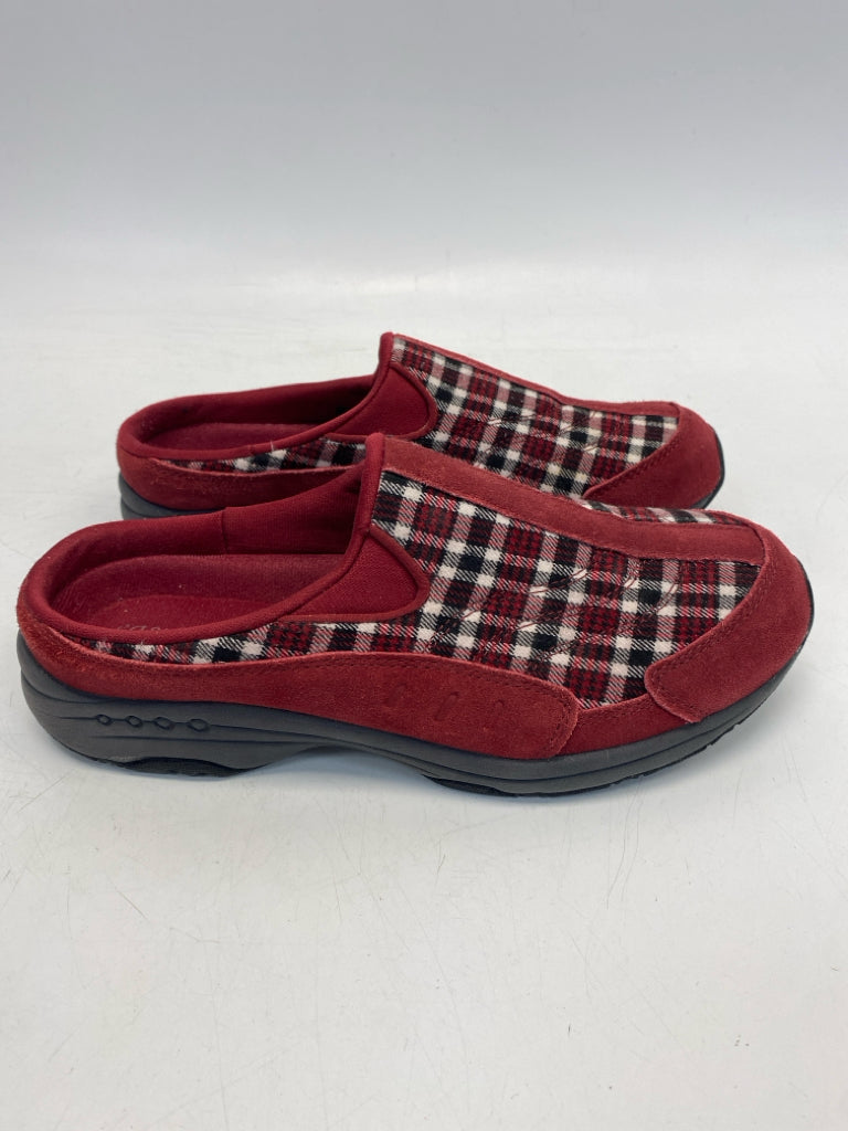 Easy Spirit US Shoe Size 8.5 Dark Red Black/Cream Plaid Flats