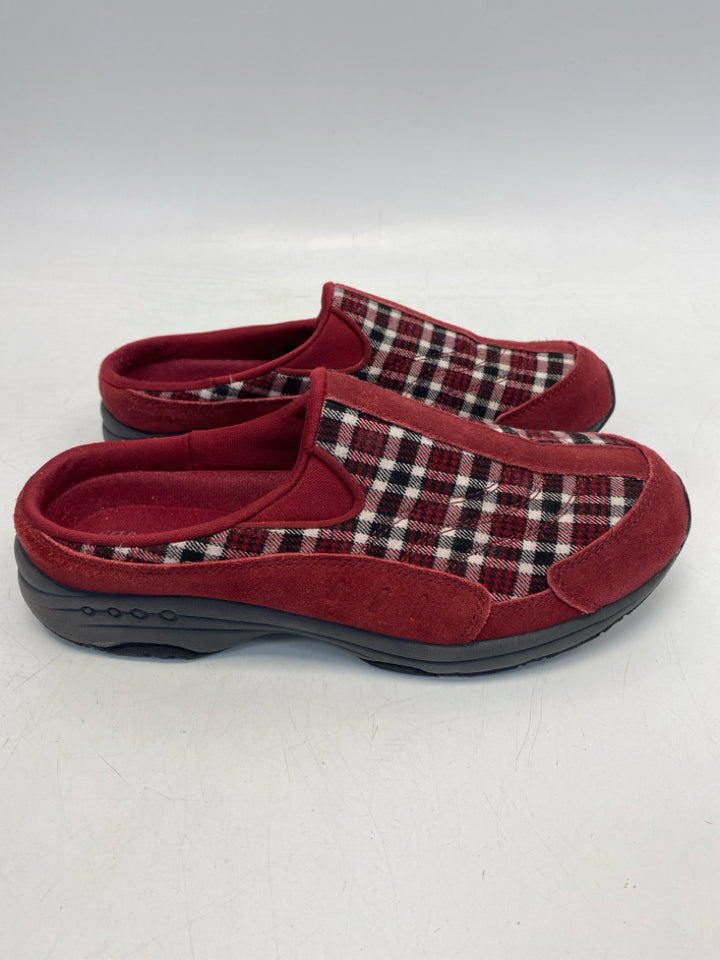 Easy Spirit US Shoe Size 8.5 Dark Red Black/Cream Plaid Flats