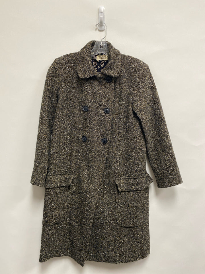 Size 8 Black/Cream Mottled Double-Breasted Wool Ladies Jacket